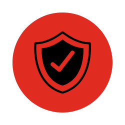 Icon representing insurance coverage with a checked badge symbol.